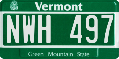 VT license plate NWH497