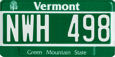 VT license plate NWH498
