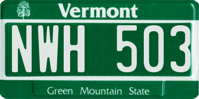 VT license plate NWH503