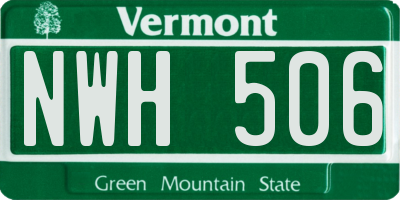 VT license plate NWH506