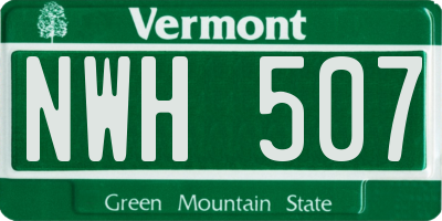 VT license plate NWH507