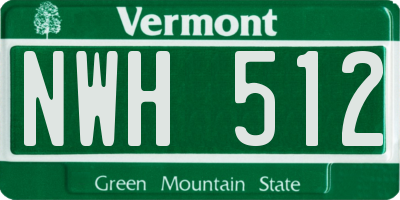 VT license plate NWH512