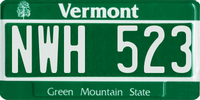VT license plate NWH523