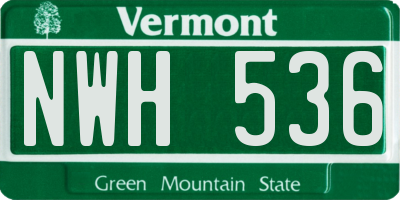 VT license plate NWH536