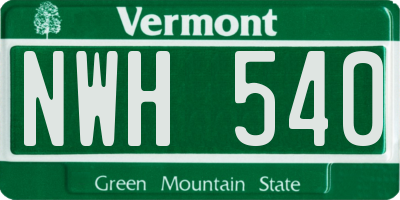 VT license plate NWH540