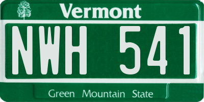 VT license plate NWH541