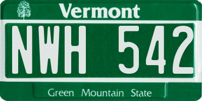 VT license plate NWH542