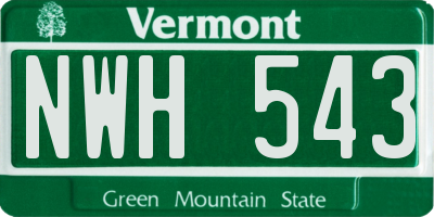 VT license plate NWH543