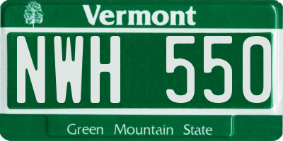 VT license plate NWH550