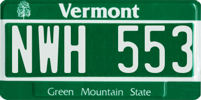 VT license plate NWH553