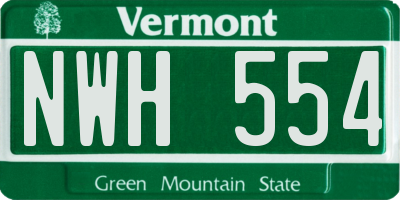 VT license plate NWH554