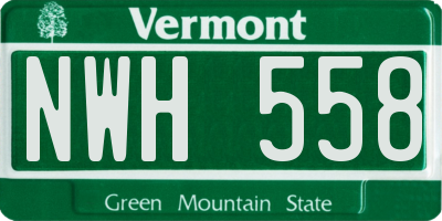 VT license plate NWH558