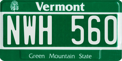 VT license plate NWH560