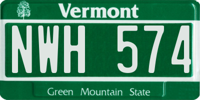 VT license plate NWH574