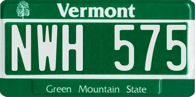 VT license plate NWH575
