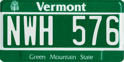 VT license plate NWH576