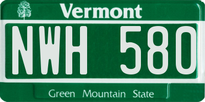 VT license plate NWH580