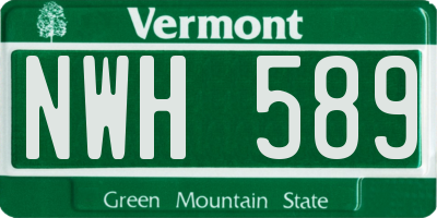 VT license plate NWH589