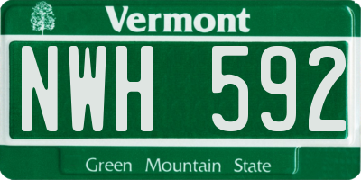 VT license plate NWH592