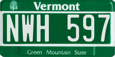 VT license plate NWH597