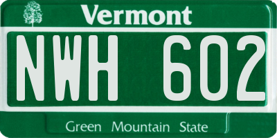 VT license plate NWH602