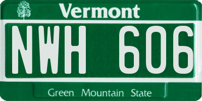 VT license plate NWH606