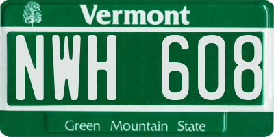 VT license plate NWH608