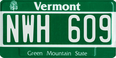 VT license plate NWH609