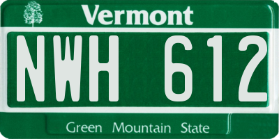 VT license plate NWH612