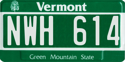 VT license plate NWH614