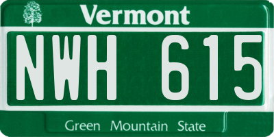 VT license plate NWH615