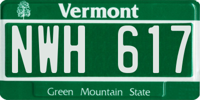 VT license plate NWH617