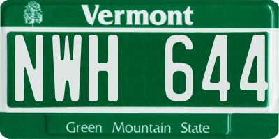 VT license plate NWH644
