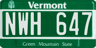 VT license plate NWH647