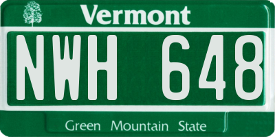 VT license plate NWH648