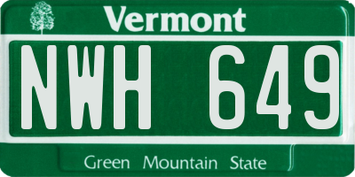 VT license plate NWH649