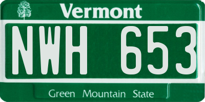 VT license plate NWH653