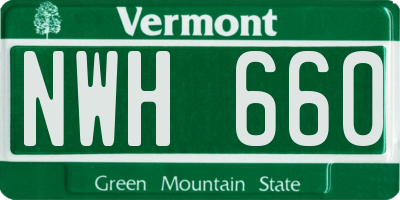 VT license plate NWH660