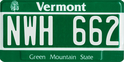 VT license plate NWH662