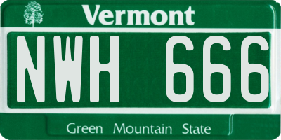 VT license plate NWH666
