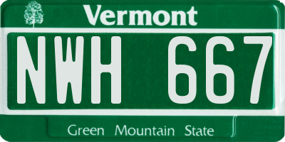 VT license plate NWH667