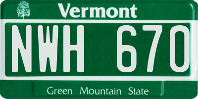 VT license plate NWH670