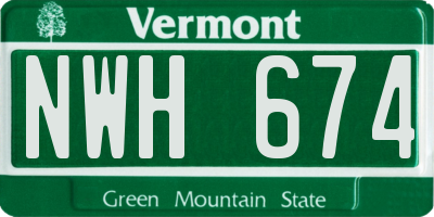 VT license plate NWH674