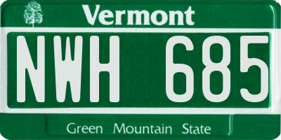 VT license plate NWH685
