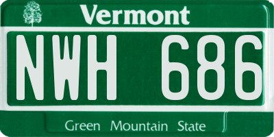 VT license plate NWH686