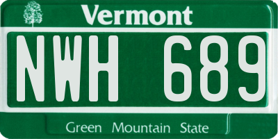 VT license plate NWH689