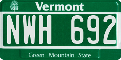 VT license plate NWH692