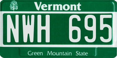 VT license plate NWH695