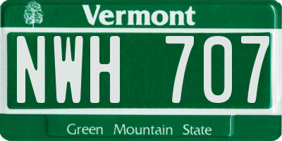 VT license plate NWH707