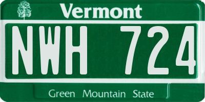 VT license plate NWH724